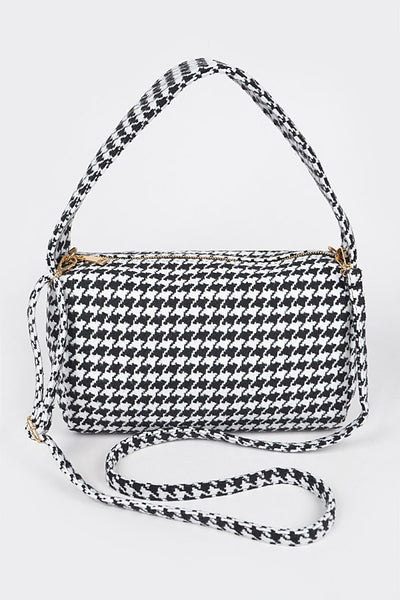 Houndstooth Knit Shoulder Bag
