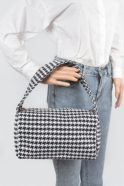 Houndstooth Knit Shoulder Bag