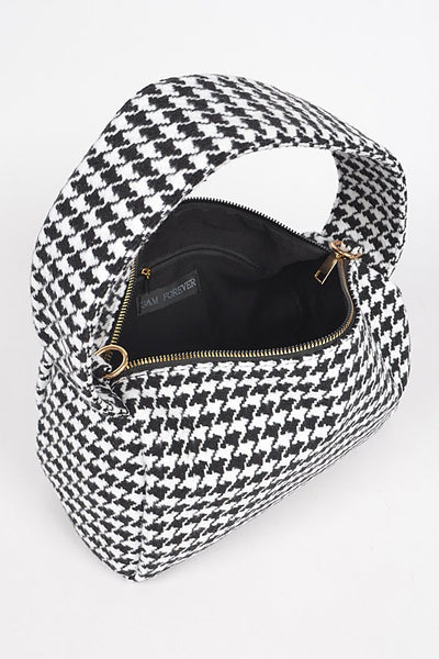 Houndstooth Knit Shoulder Bag