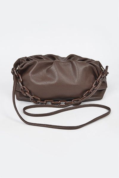 Shoulder Strap Faux Leather Clutch