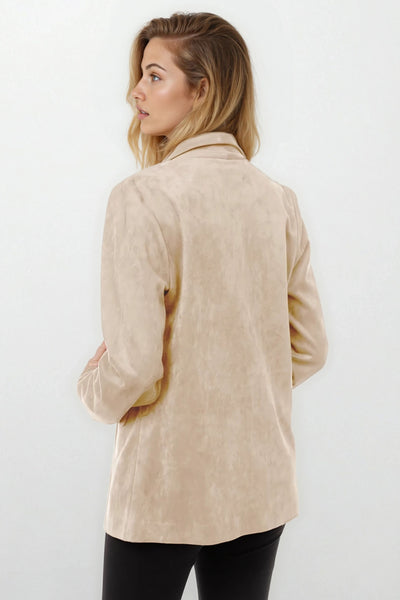 Deep Neck Suede Gold Buttons Blazer