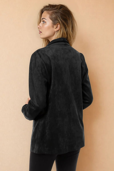 Deep Neck Suede Gold Buttons Blazer