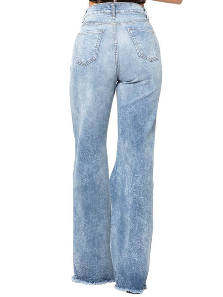 Stretch Wide Leg Light Wash Jeans