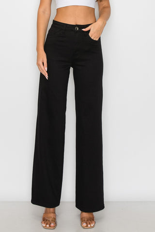 Super-stretch High Waisted Wide Leg Jeans