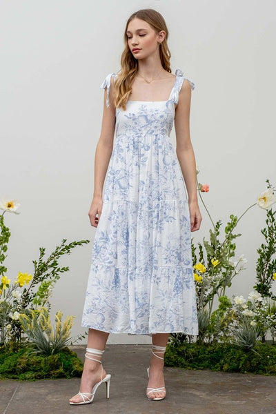 Fruit Blossom Tiered Midi Dress