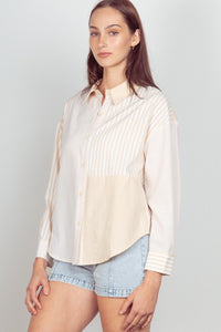 Oversized Color Block Stripe Shirt Top