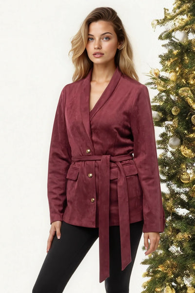 Faux Suede Blazer Jacket