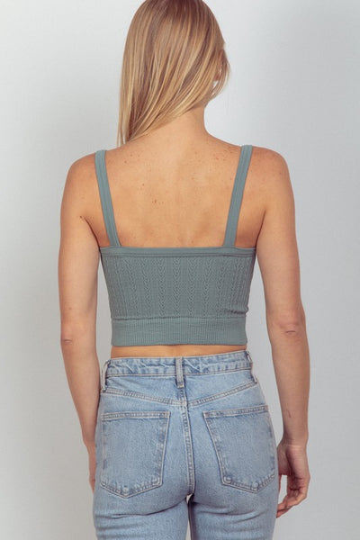 Cable Ribbed Crop Tank Top