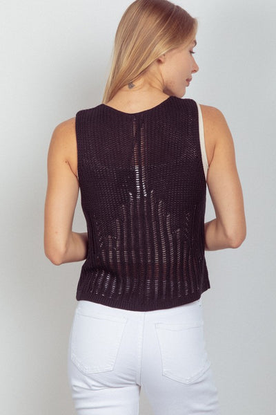 Sleeveless V-neck Crochet Vest