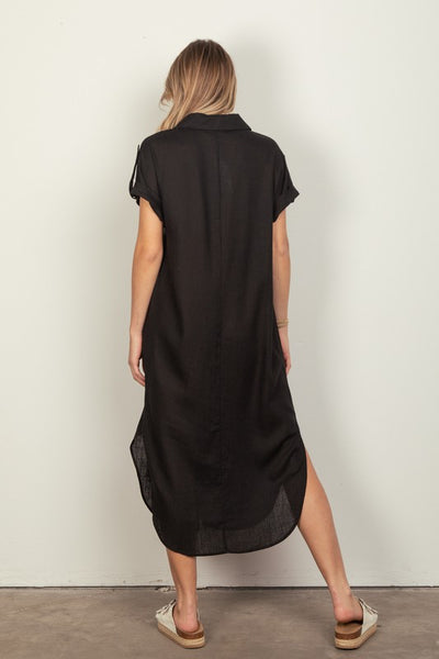 Linen Oversized Solid Midi Dress