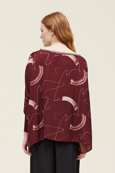 Satin Brush Print Tunic Top