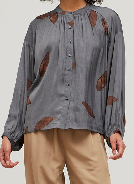 Satin Petal Print Blouse