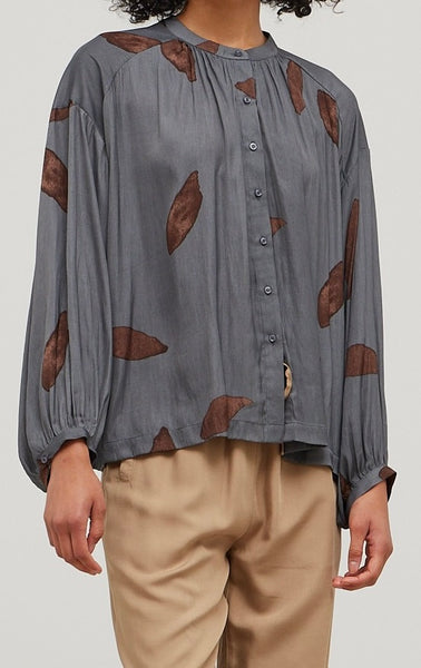 Satin Petal Print Blouse