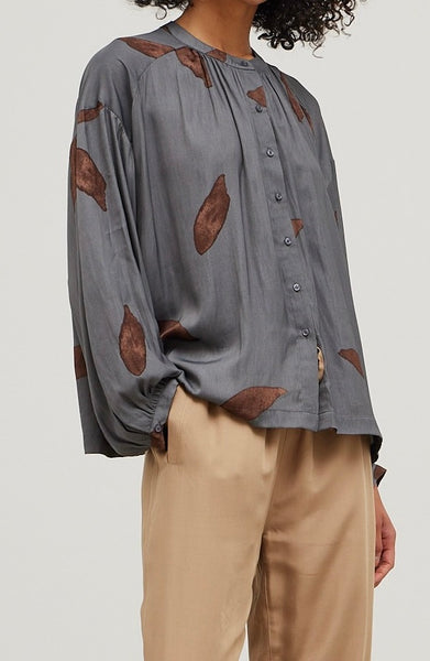 Satin Petal Print Blouse