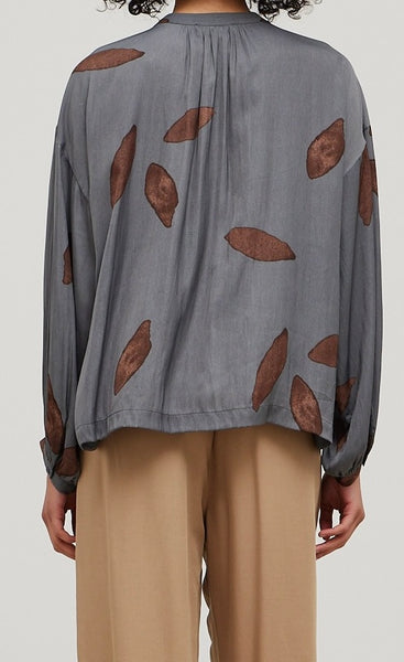 Satin Petal Print Blouse