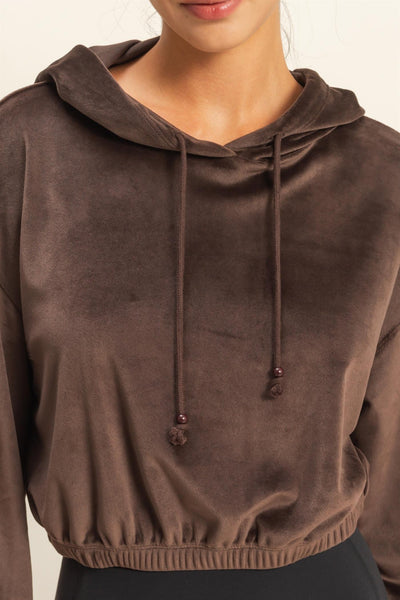 Soft Velvet Cropped Hoodie