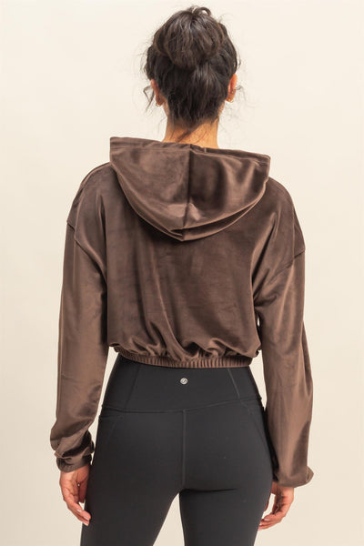 Soft Velvet Cropped Hoodie