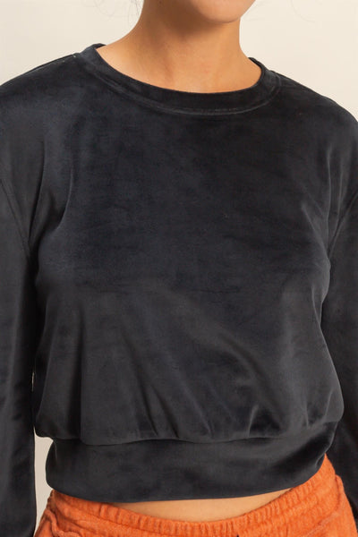 Soft Velvet Solid Sweatshirt