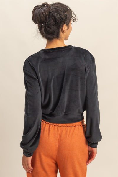 Soft Velvet Solid Sweatshirt