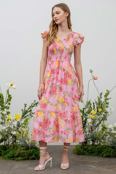 Smocked Floral Dress