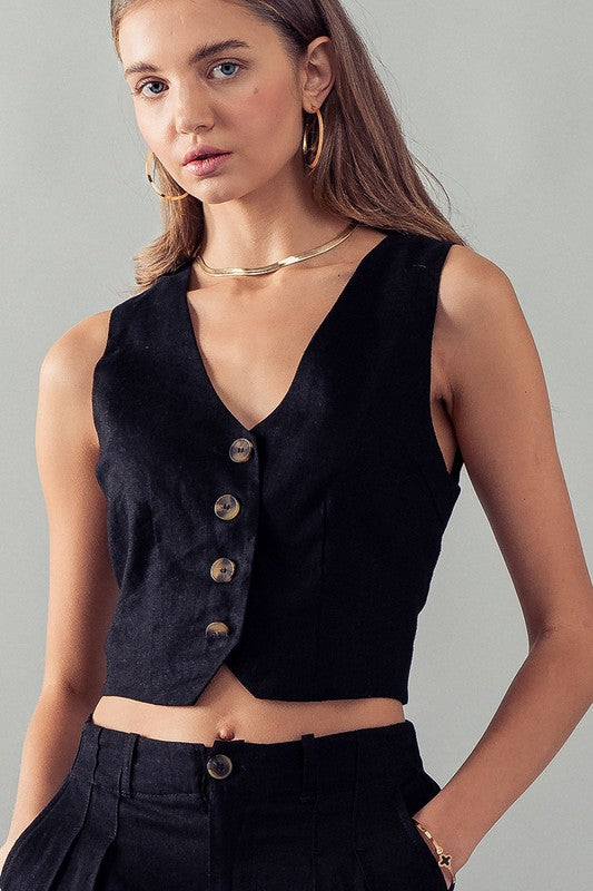 Linen Buttoned Vest