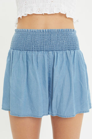 Tencel Smocked Waist Shorts