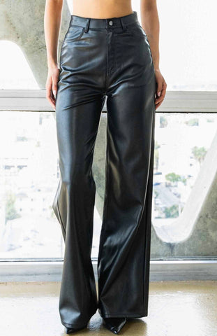 Super Stretch Faux Leather Wide Leg Pants