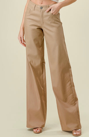 Super Stretch Faux Leather Wide Leg Pants
