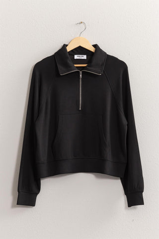 Soft Modal Scuba Mix Half Zip-up Collar Sweatshirt