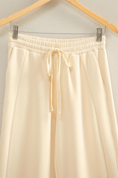 Soft Modal Scuba Mix Wide-leg Drawstring Pants