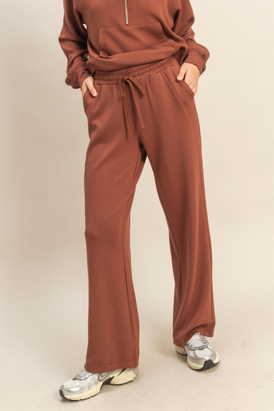 Soft Modal Scuba Mix Wide-leg Drawstring Pants