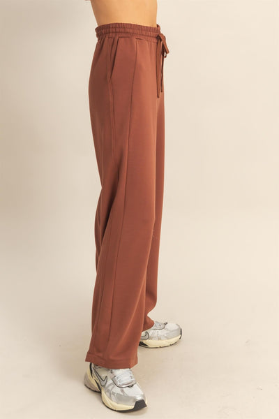 Soft Modal Scuba Mix Wide-leg Drawstring Pants