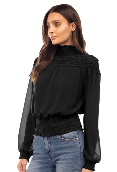 Smocked Shoulders Yoke Blouse