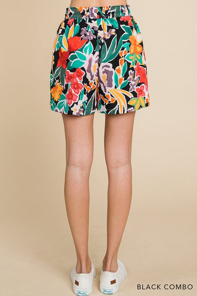 Casual Floral Shorts with Drawstring