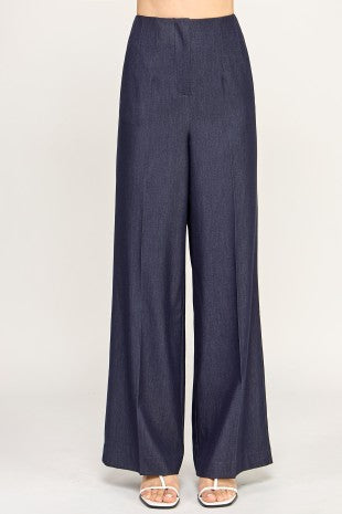 Soft Denim Wide Leg Long Pants