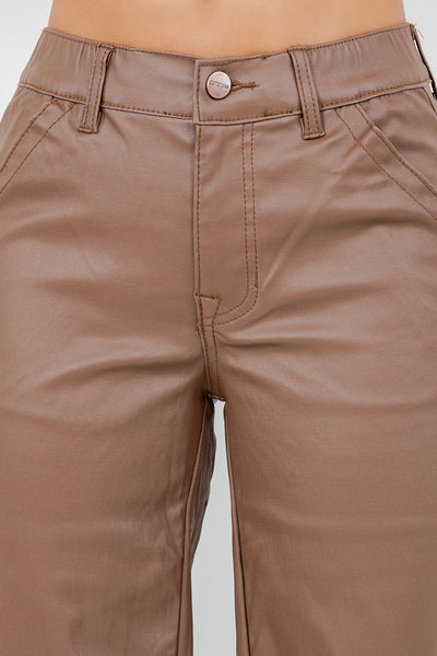 Wideleg Coated Faux Leather Pants