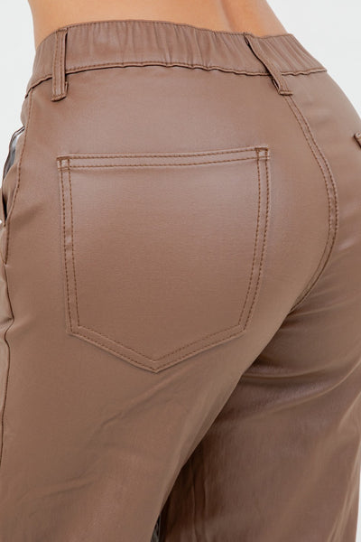Wideleg Coated Faux Leather Pants