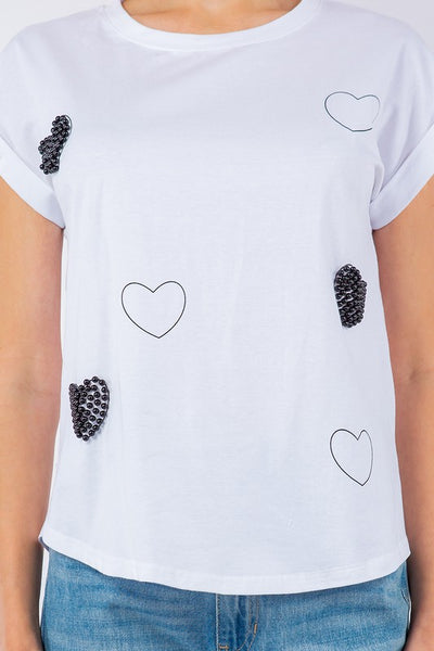 Pearl Heart Spandex Cotton T-Shirt