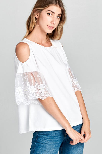 Lace Cold Shoulder Top