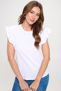 Ruffle Sleeve Solid Top