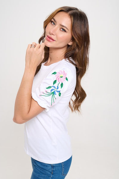 Embroidered Floral Shoulder Top