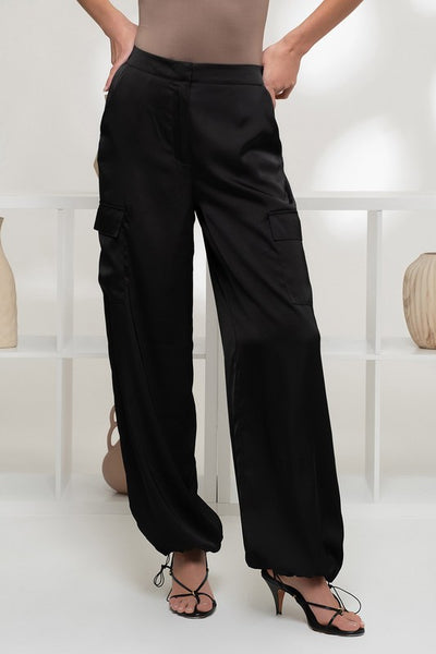 Satin Cargo Jogger Pants