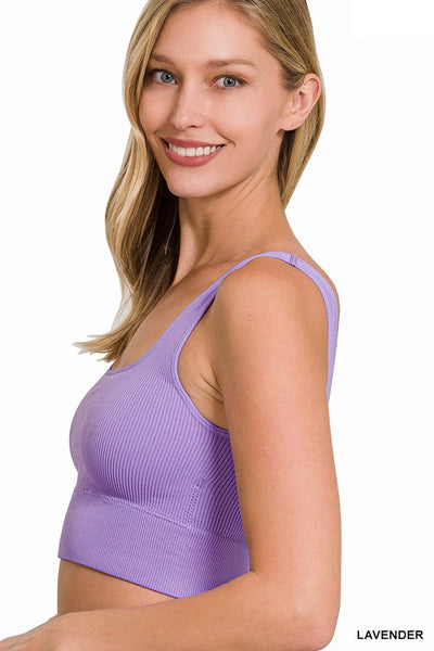 Ribbed Square Neck Tank Top (Removable Bra Pads)