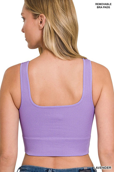 Ribbed Square Neck Tank Top