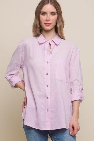 Linen Solid Fit Button Down Shirt