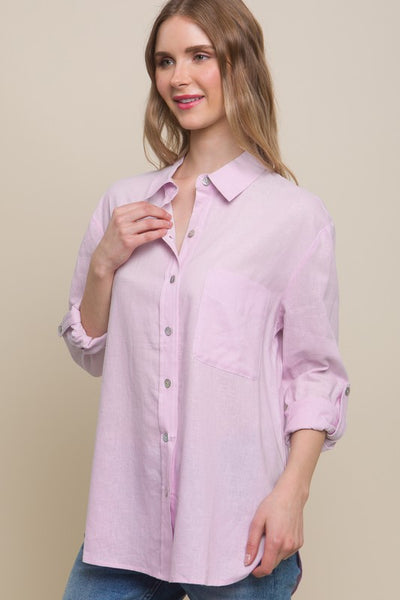 Linen Solid Fit Button Down Shirt