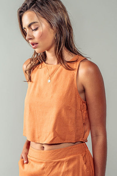 Round Neck Sleeveless Crop Top