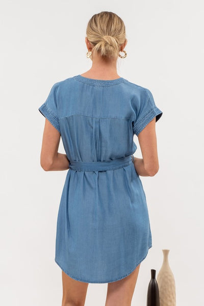 Soft Tencel Belted Chambray Dress