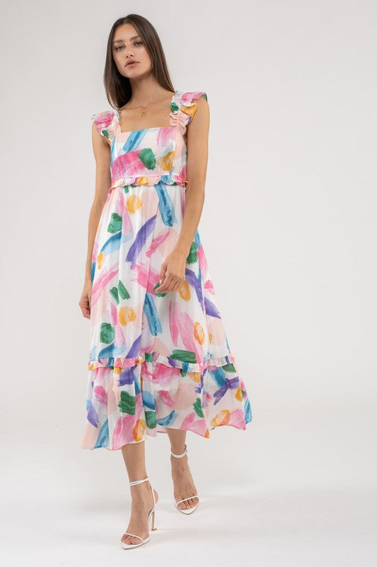 Brezzy Brush Stroke Midi Dress