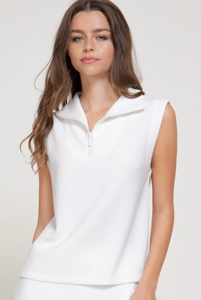 Soft Scuba Sleeveless High Neck Top
